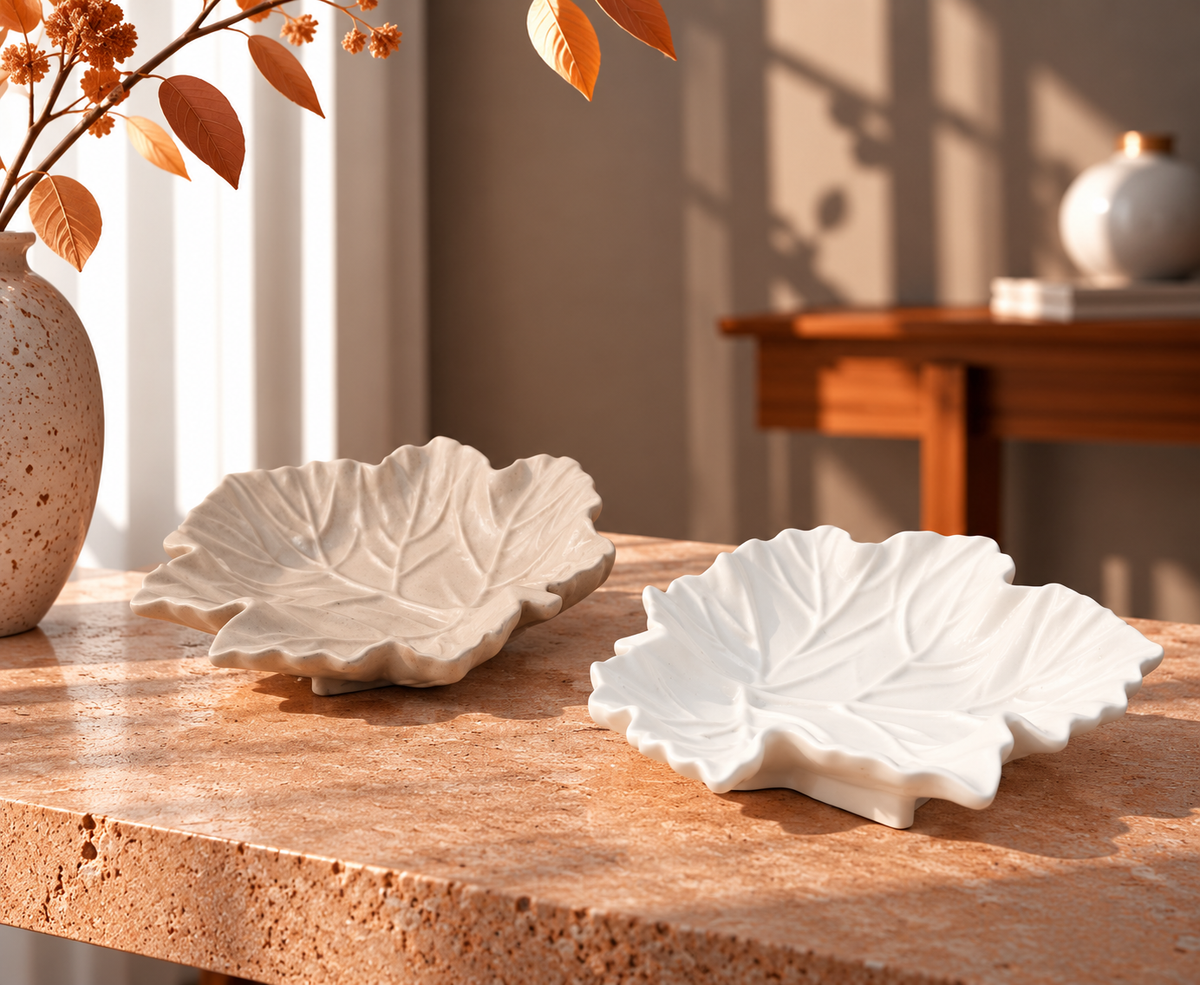 Pack 2 Hojitas decorativas · Beige Claro & Gris Topo