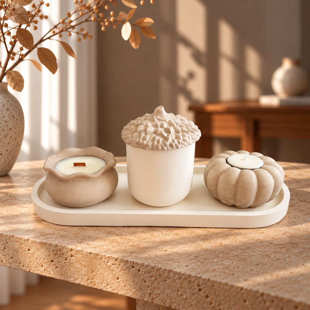 Set Decorativo de Otoño · Bandeja Ovalada