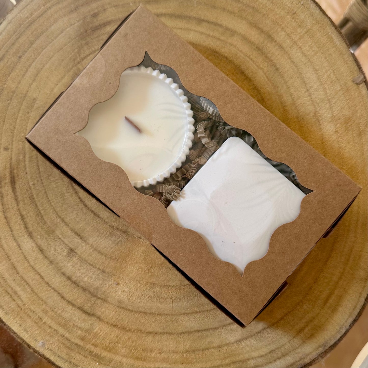 Pack Premium – Caja Kraft con vela y cajita de cerillas