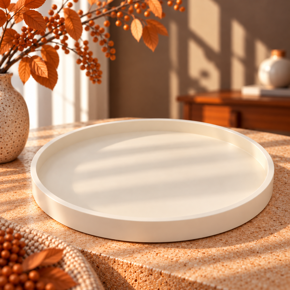 Bandeja Redonda Grande · Beige Claro