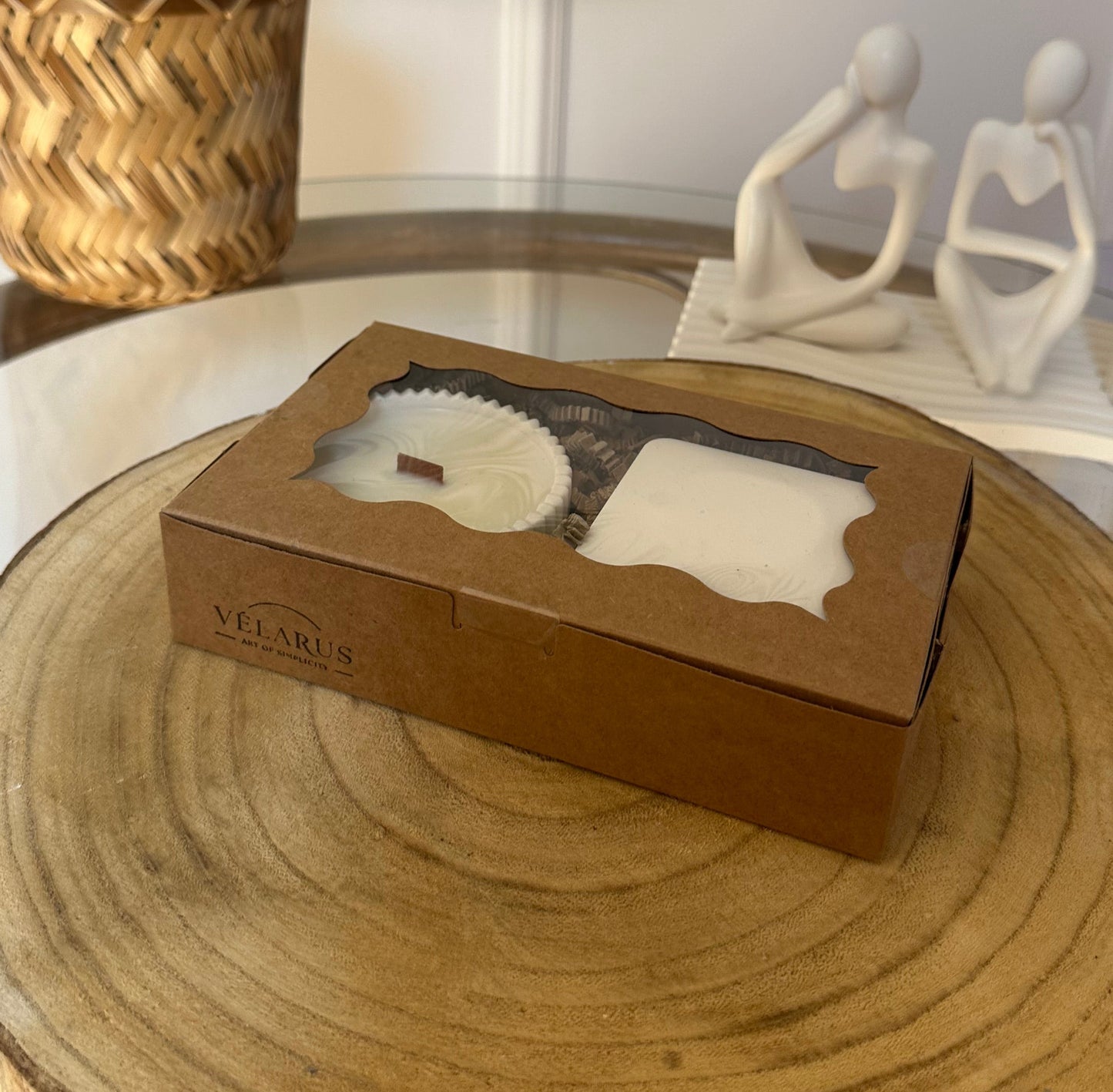 Pack Premium – Caja Kraft con vela y cajita de cerillas