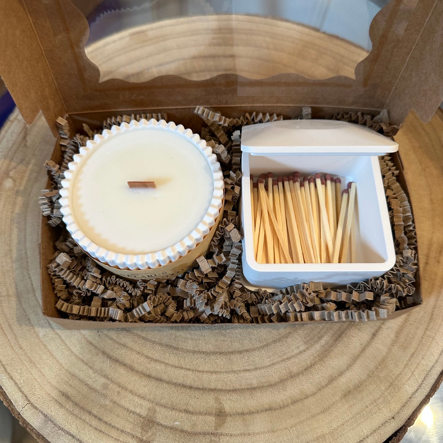 Pack Premium – Caja Kraft con vela y cajita de cerillas